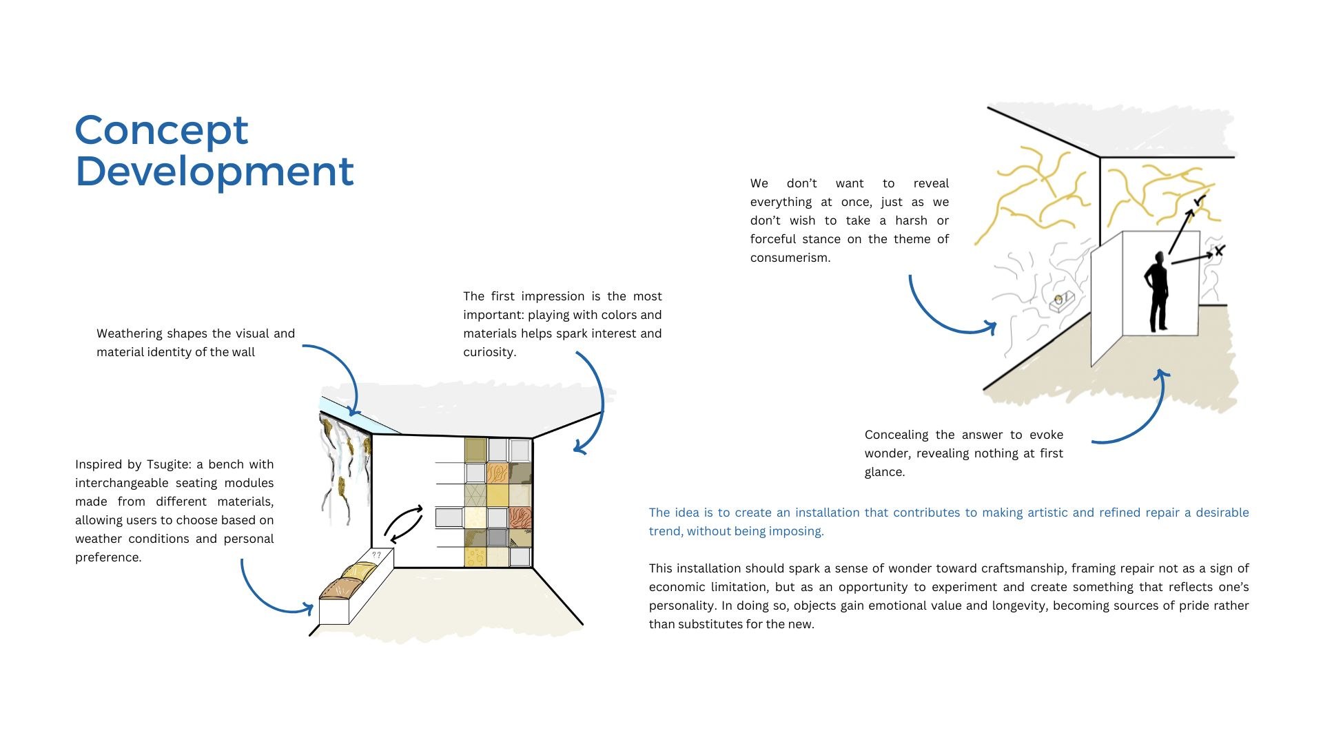 Mottainai — concept development, weathering and Tsugite bench